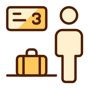 Baggage Check In in front of security guard icon
