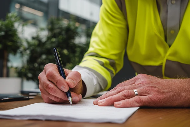A-security-manager-looking-over-contract-signed-in-documents